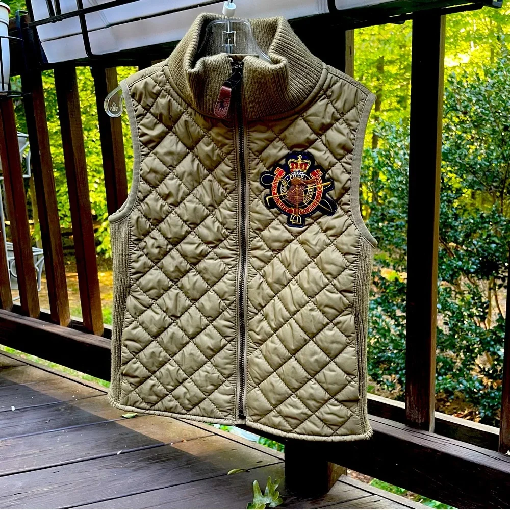 RALPH LAUREN Kids M 8-10 Green Quilted Insulated Full Zip Vest Jacket